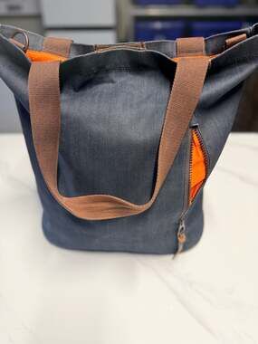 Incase Denim Tote Bag with Orange Quilted Lining